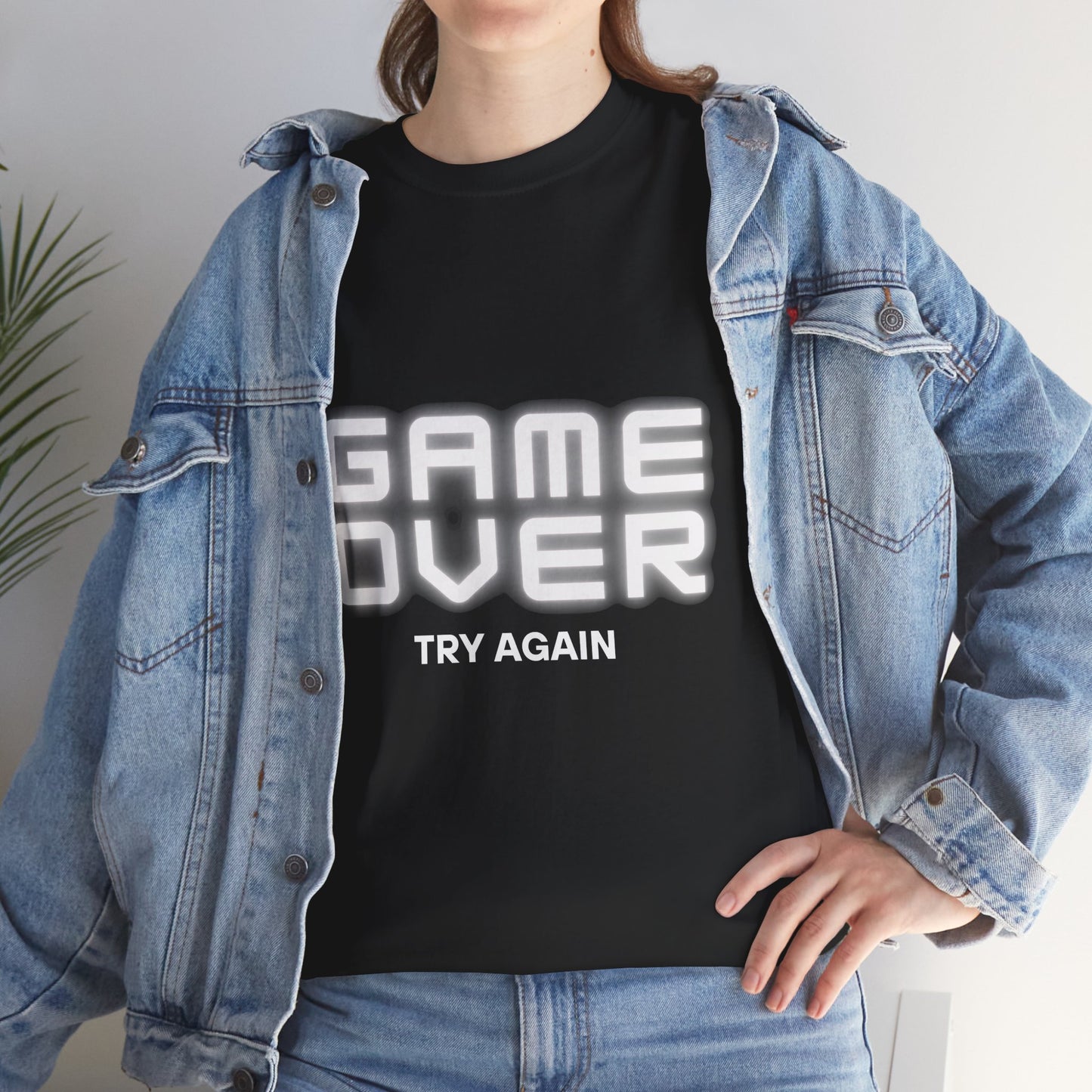 Unisex Heavy Cotton Tee (Game Over, Try Again)