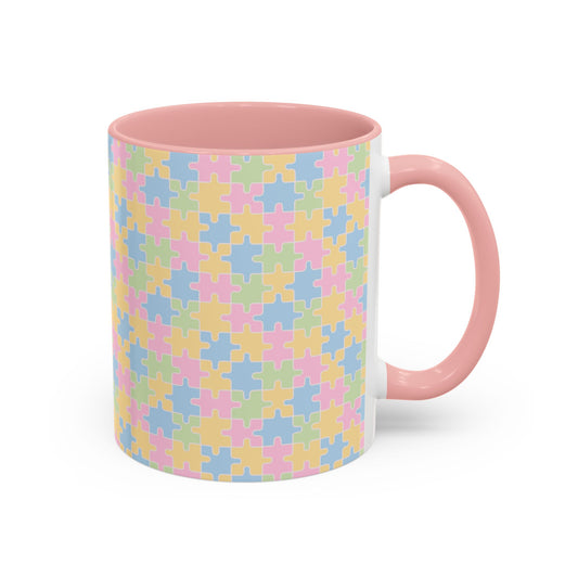 Accent Coffee Mug 11, 15oz (Pastel Puzzle)