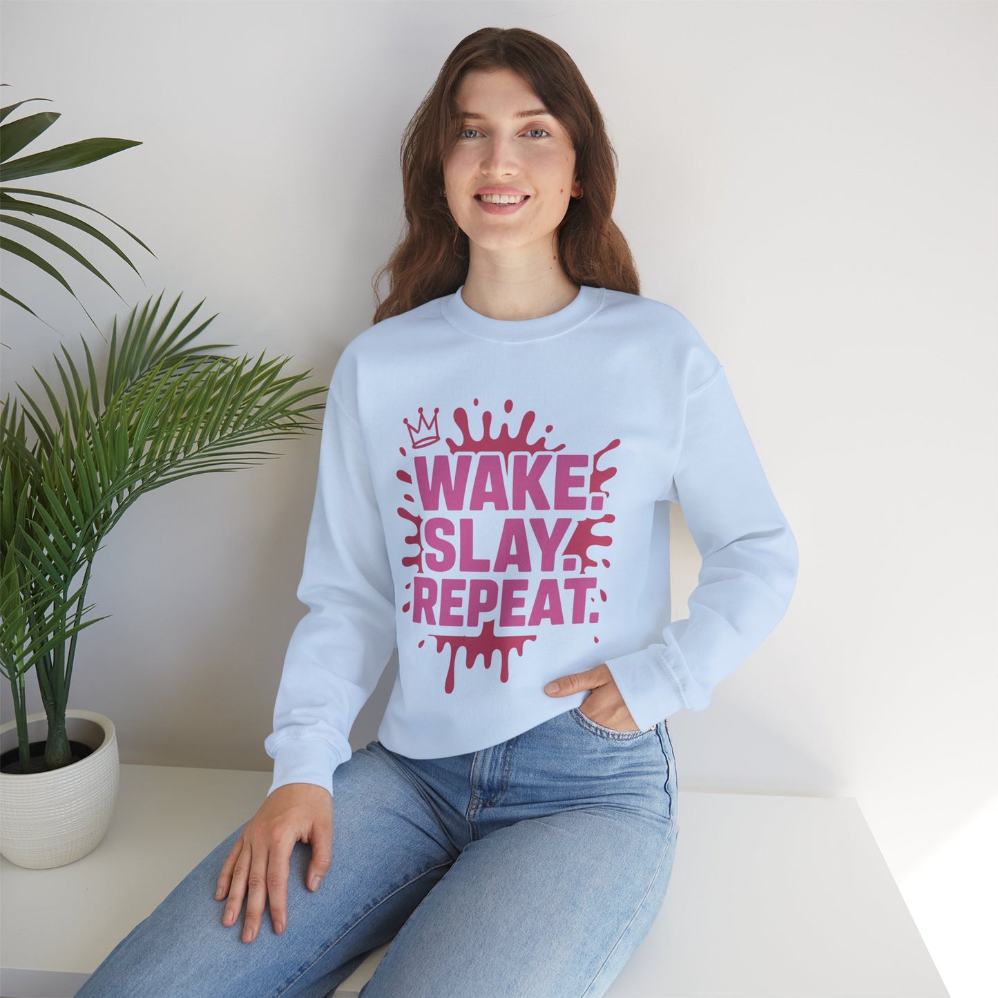 Unisex Heavy Blend Crewneck Sweatshirt (Wake. Slay. Repeat.)