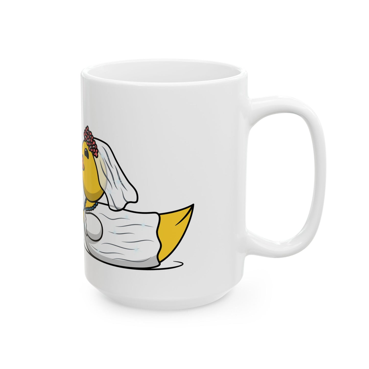 White Ceramic Mug 11oz & 15oz (Wedding Ducks)