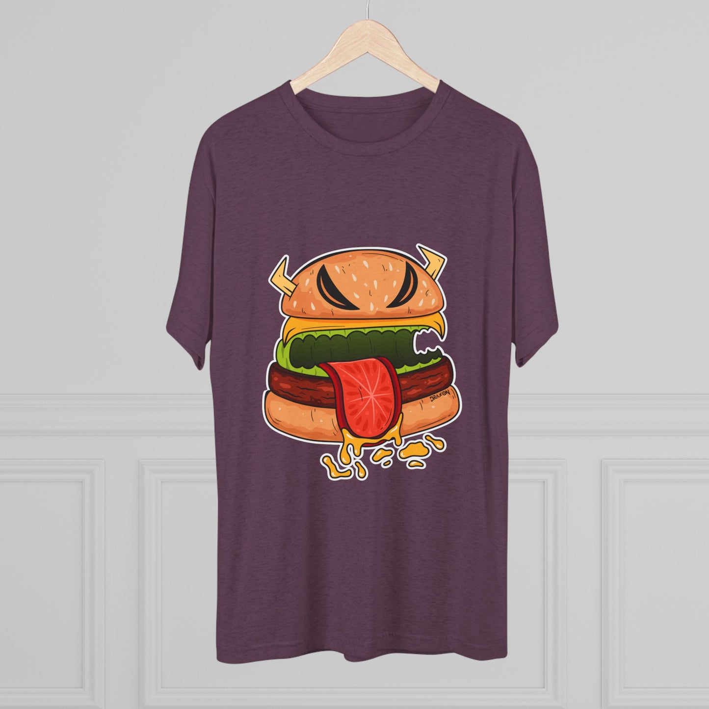 Unisex Tri-Blend Crew Tee (Cheeseburger Monster)