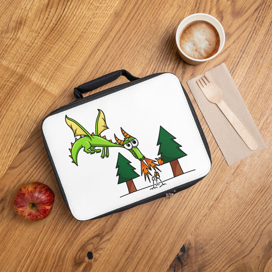 Lunch Bag - White (Flaming Dragon)