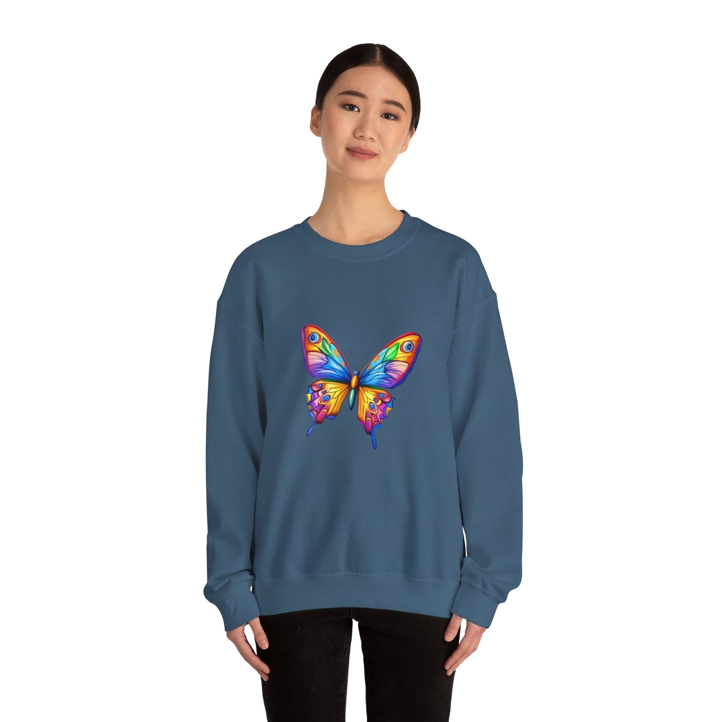 Unisex Heavy Blend™ Crewneck Sweatshirt (Colorful Butterfly)