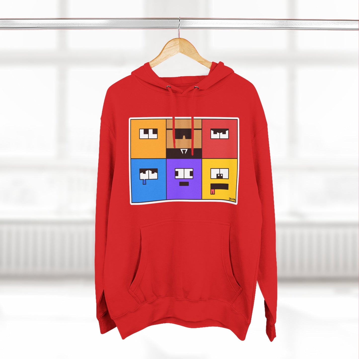 Three-Panel Fleece Hoodie (Emotion Blocks)