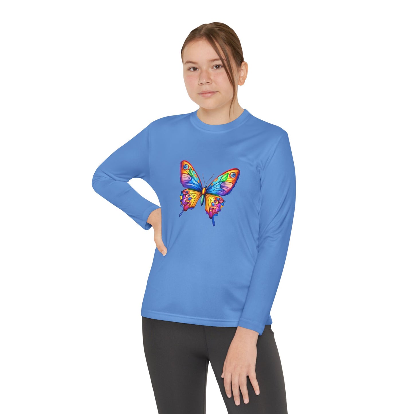 Youth Long Sleeve Competitor Tee (Colorful Butterfly)