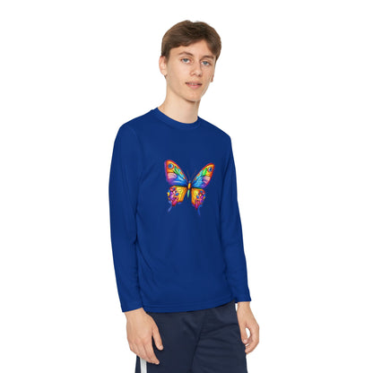 Youth Long Sleeve Competitor Tee (Colorful Butterfly)