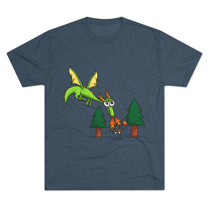 Unisex Tri-Blend Crew Tee (Flaming Dragon)