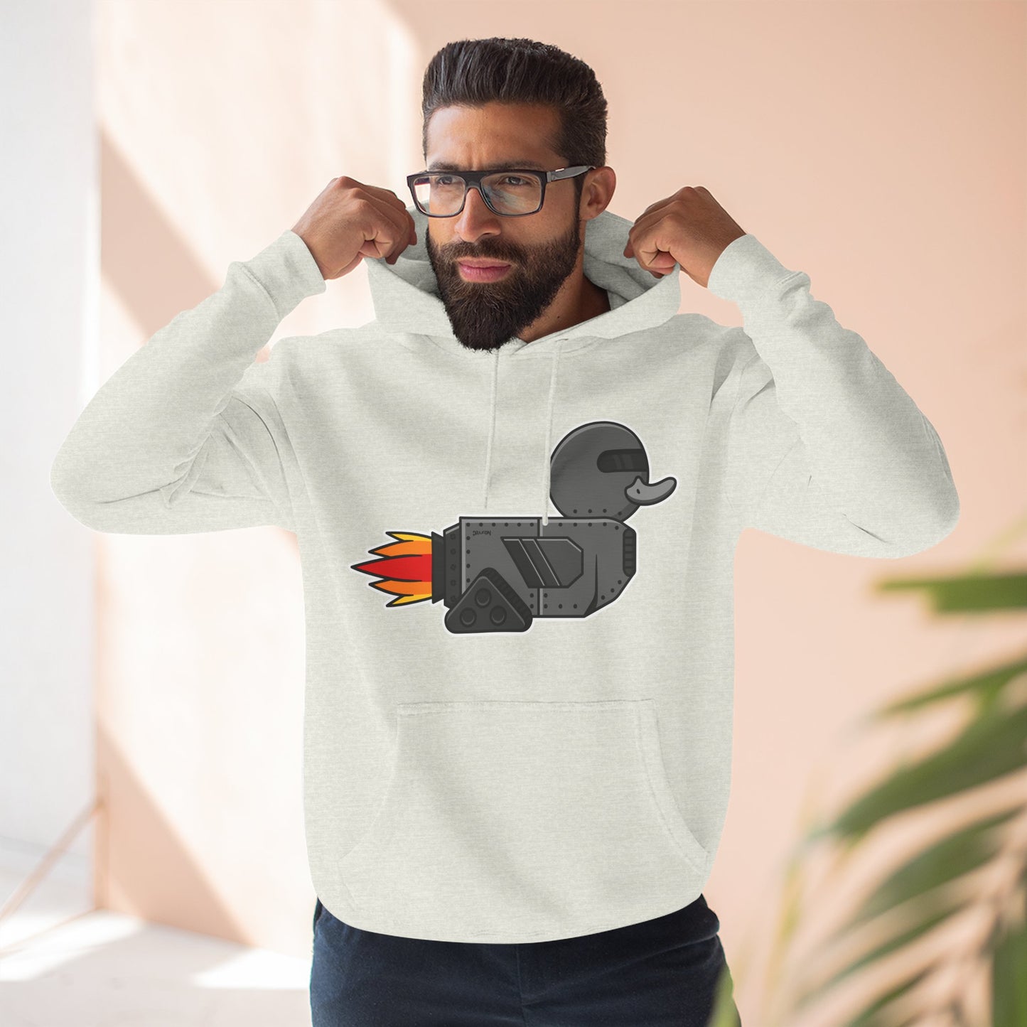 Three-Panel Fleece Hoodie (Robot Duck)
