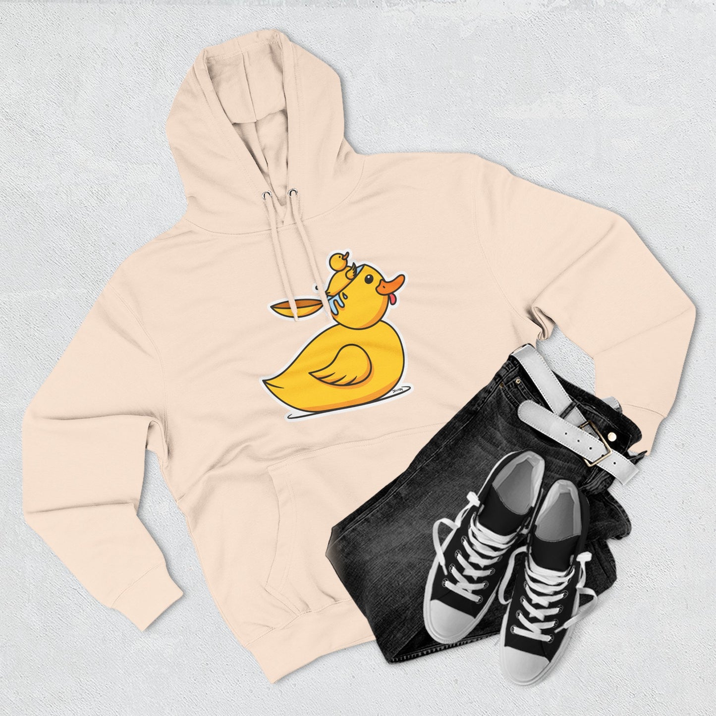 Three-Panel Fleece Hoodie (Duck Bird Brain)