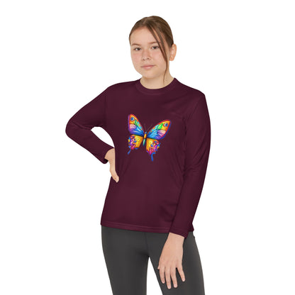 Youth Long Sleeve Competitor Tee (Colorful Butterfly)