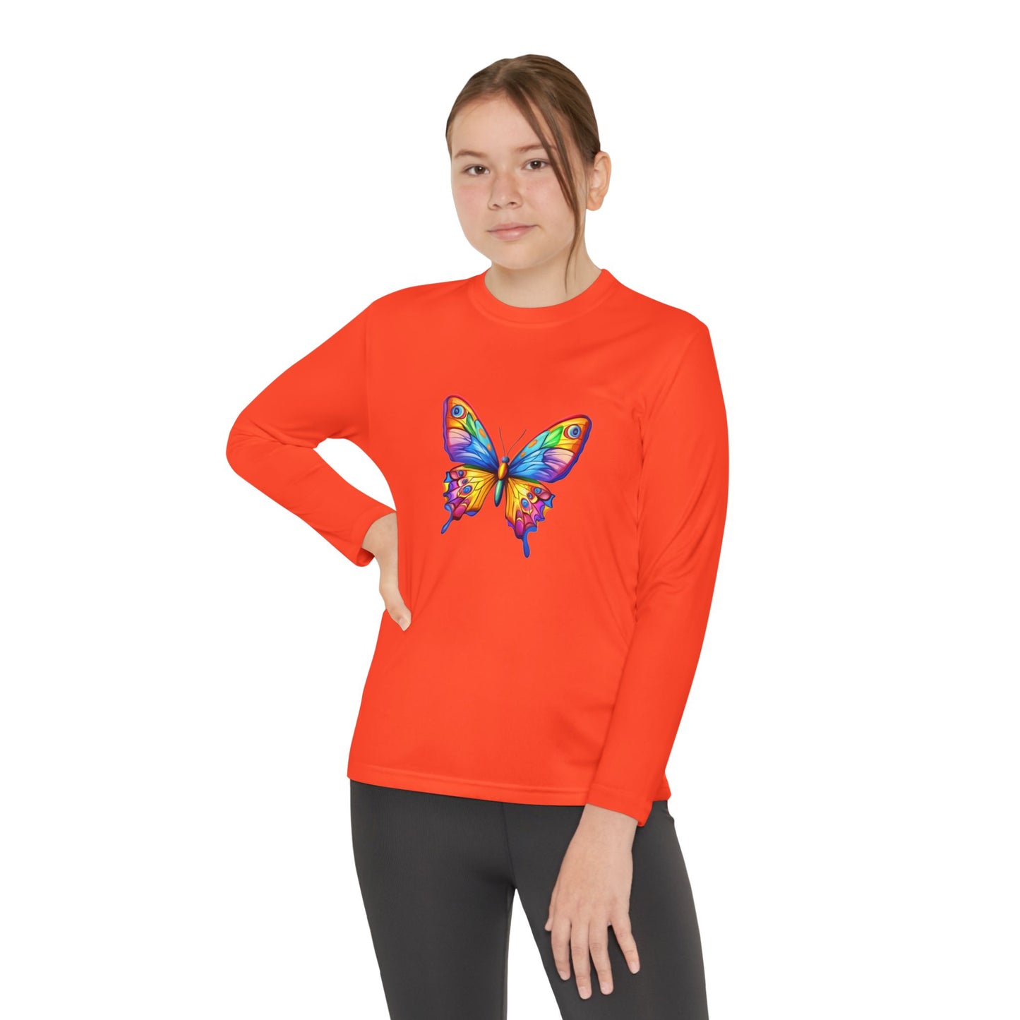 Youth Long Sleeve Competitor Tee (Colorful Butterfly)