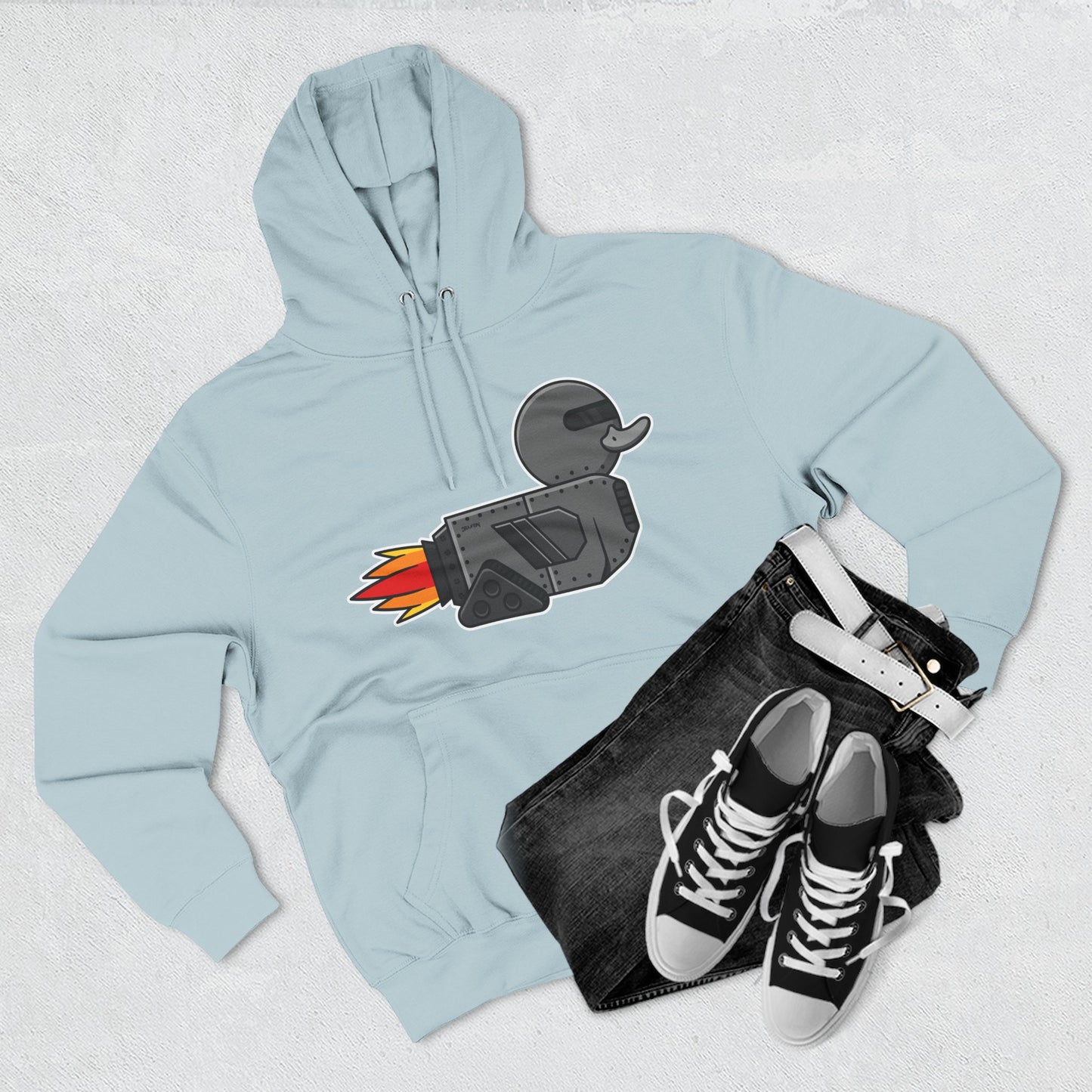 Three-Panel Fleece Hoodie (Robot Duck)