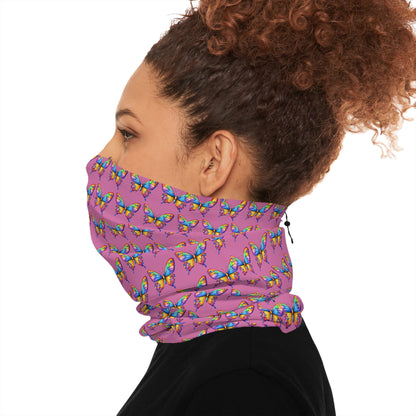 Winter Neck Gaiter With Drawstring (Colorful Butterfly)