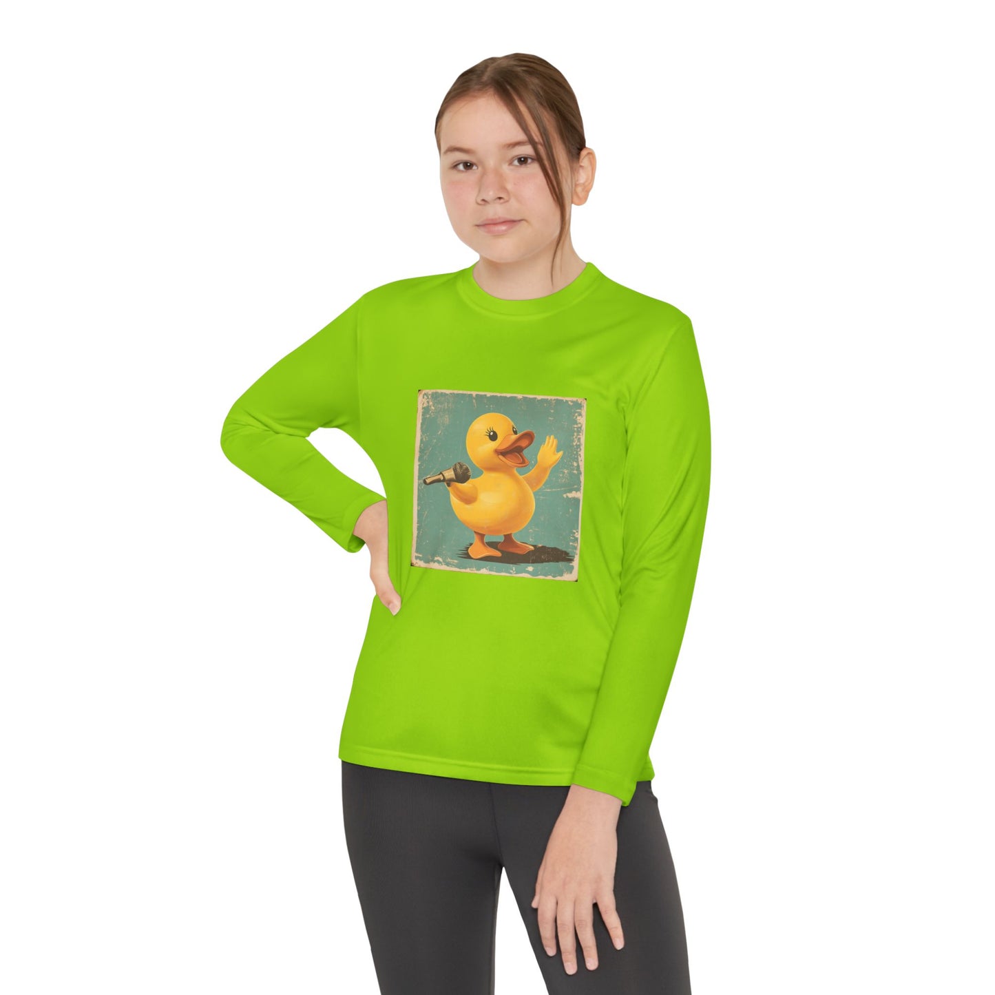 Youth Long Sleeve Competitor Tee (Karaoke Duck)