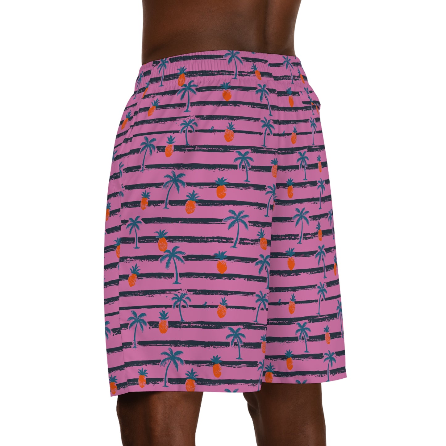 Men's Jogger Shorts - Pink (Pineapple Palm Tree)