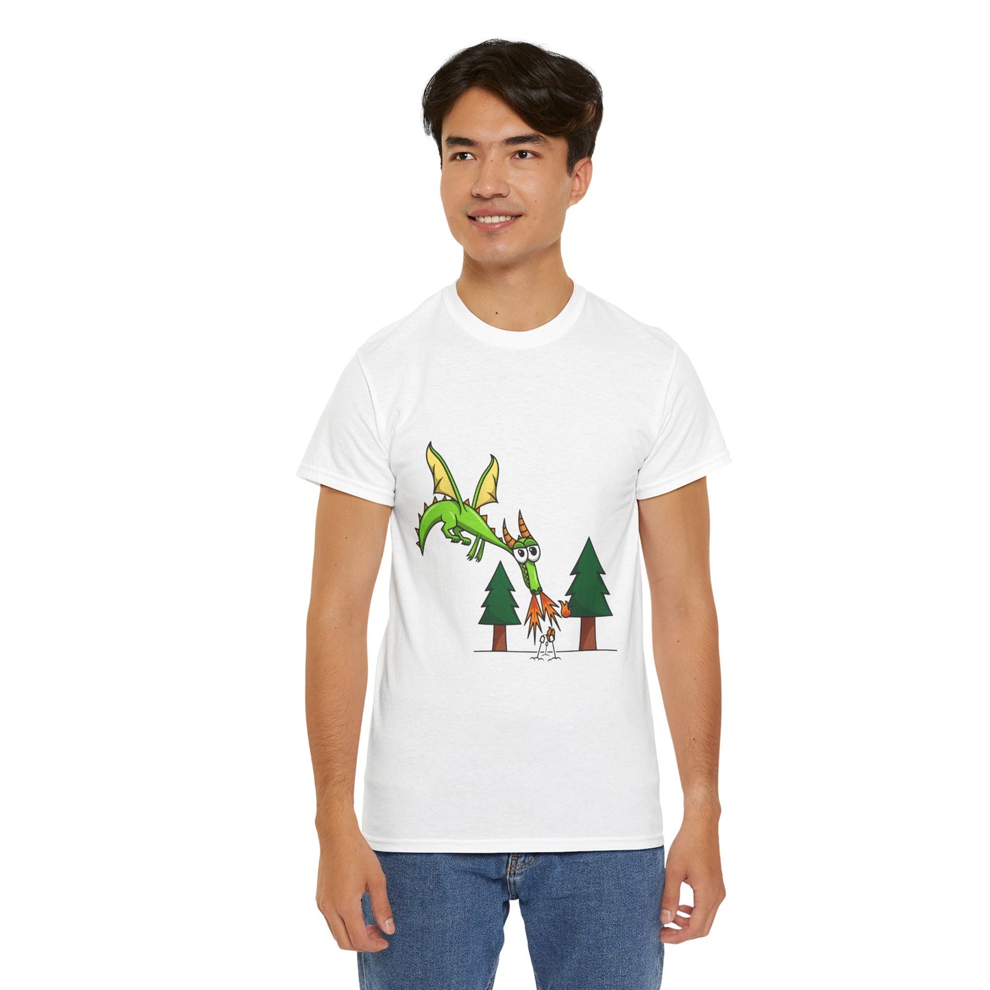 Unisex Heavy Cotton Tee (Flaming Dragon)