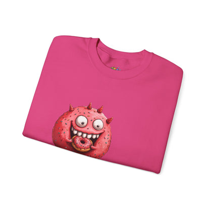 Unisex Heavy Blend™ Crewneck Sweatshirt (Donut Monster eating Donut)