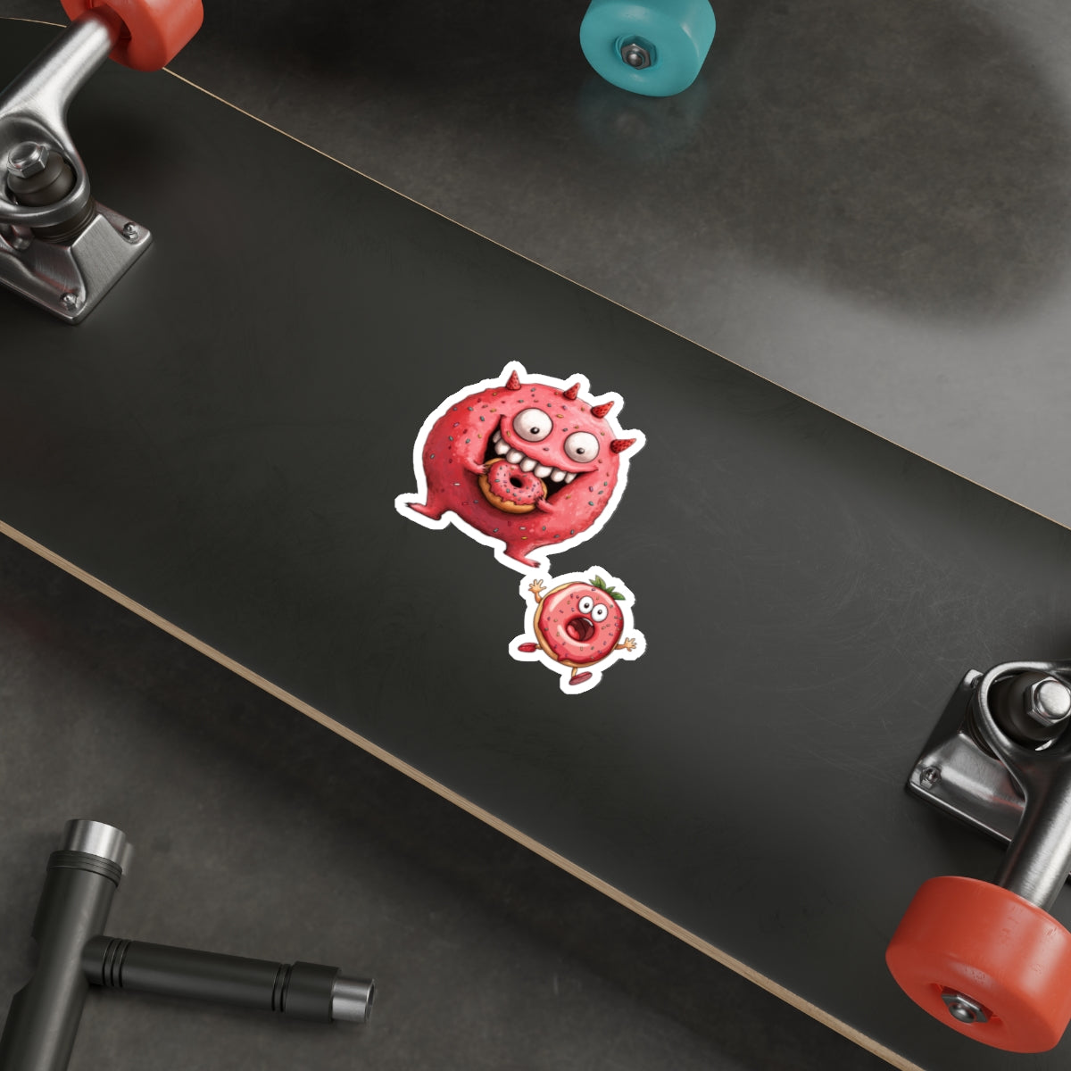 Die-Cut Stickers | Vibrant Art for Personalization (Donut Monster eating Donut)
