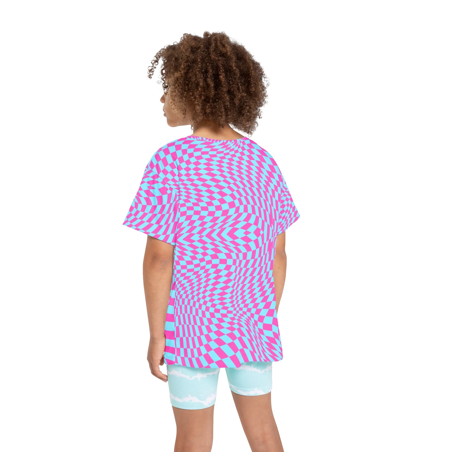 Kids Sports Jersey (Aqua-Pink Pixels)