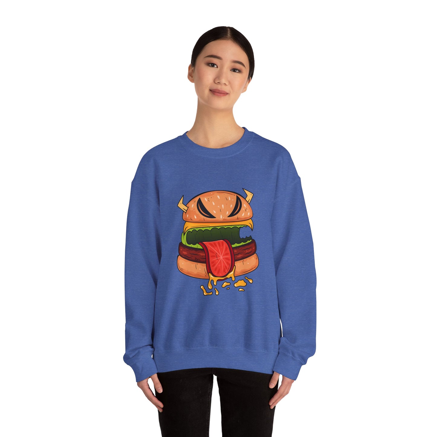 Unisex Heavy Blend™ Crewneck Sweatshirt (Cheeseburger Monster)