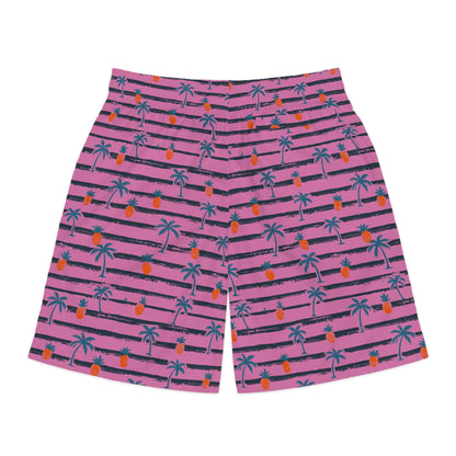 Men's Jogger Shorts - Pink (Pineapple Palm Tree)
