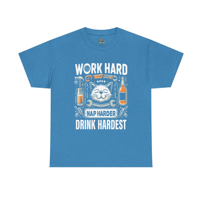 Unisex Heavy Cotton Tee (Work, Nap & Drink Hard)