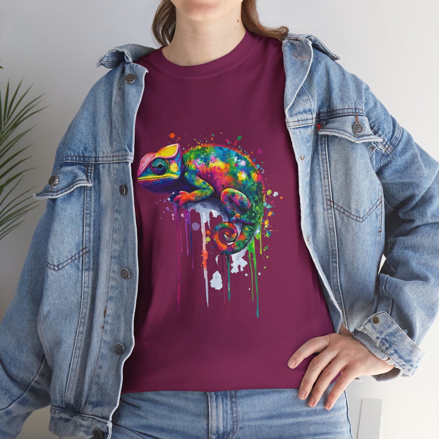 Unisex Heavy Cotton Tee (Realistic Chameleon)