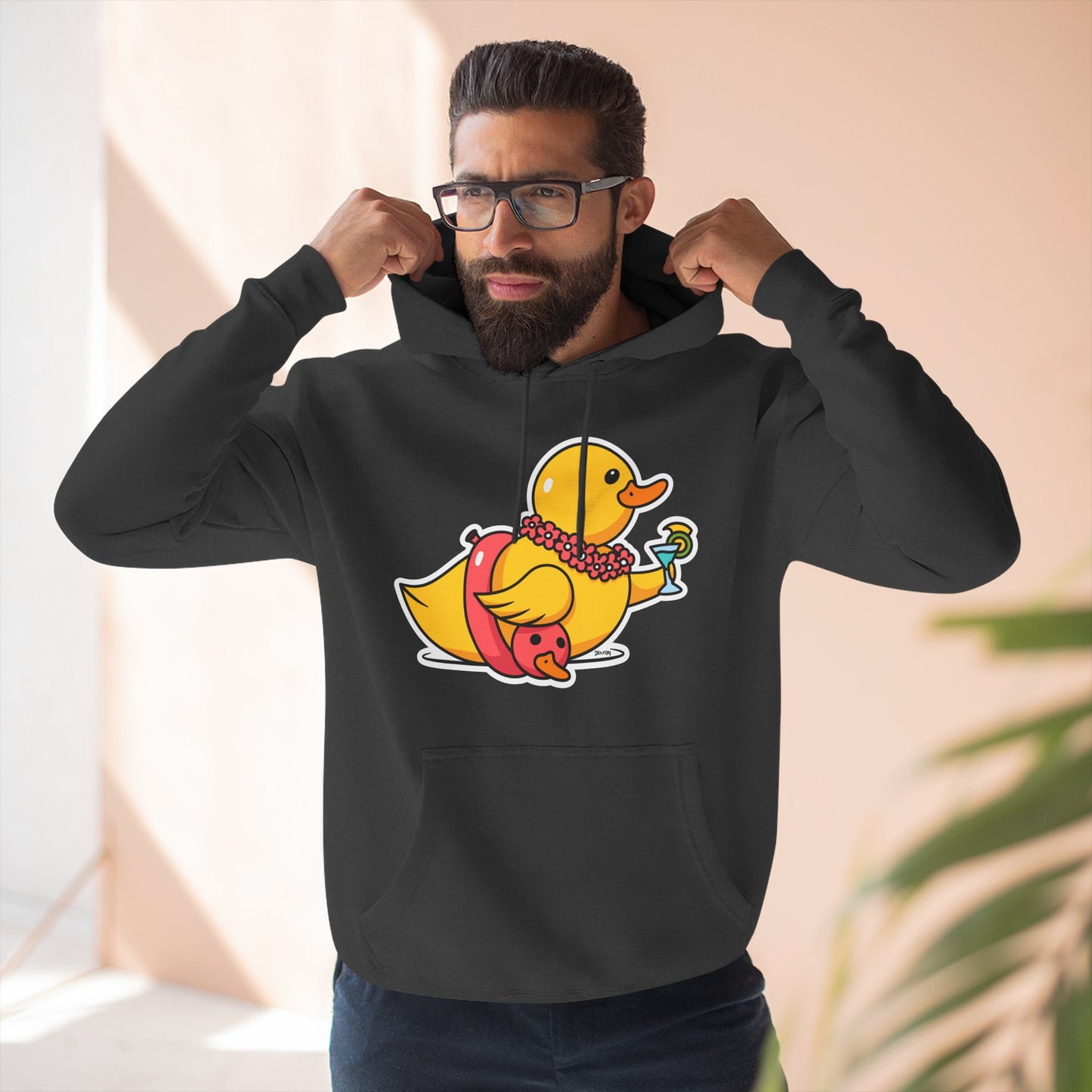 Three-Panel Fleece Hoodie (Tropical Duck)