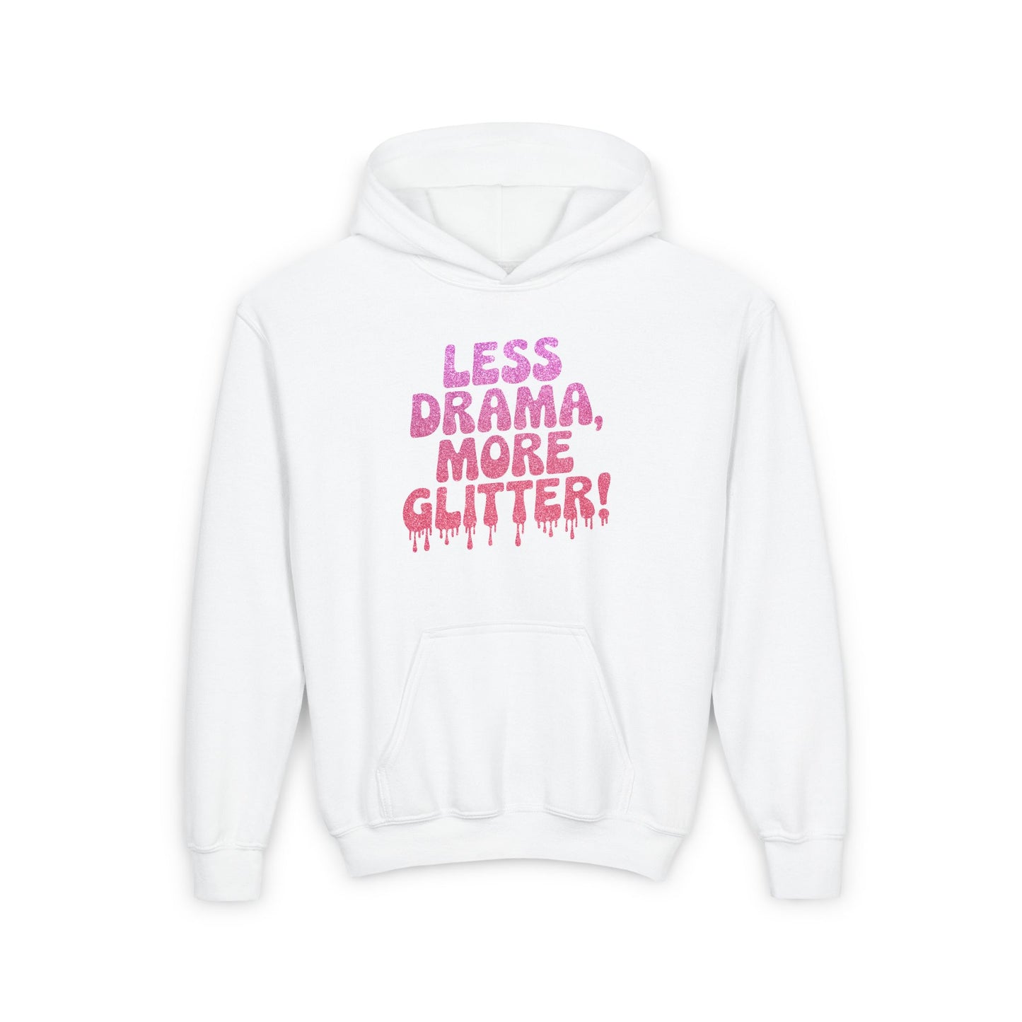 Youth Heavy Blend Hooded Sweatshirt (Less Drama, More Glitter)