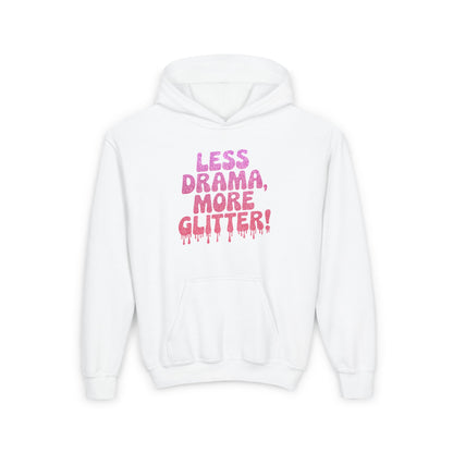 Youth Heavy Blend Hooded Sweatshirt (Less Drama, More Glitter)