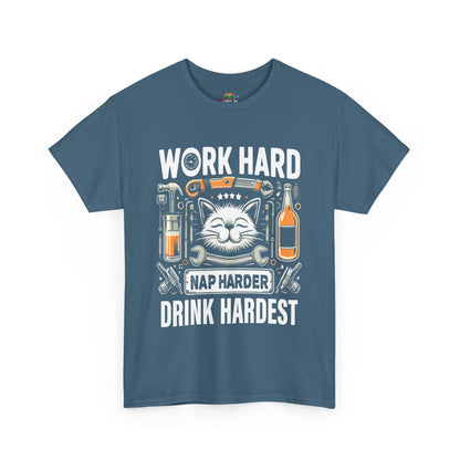 Unisex Heavy Cotton Tee (Work, Nap & Drink Hard)