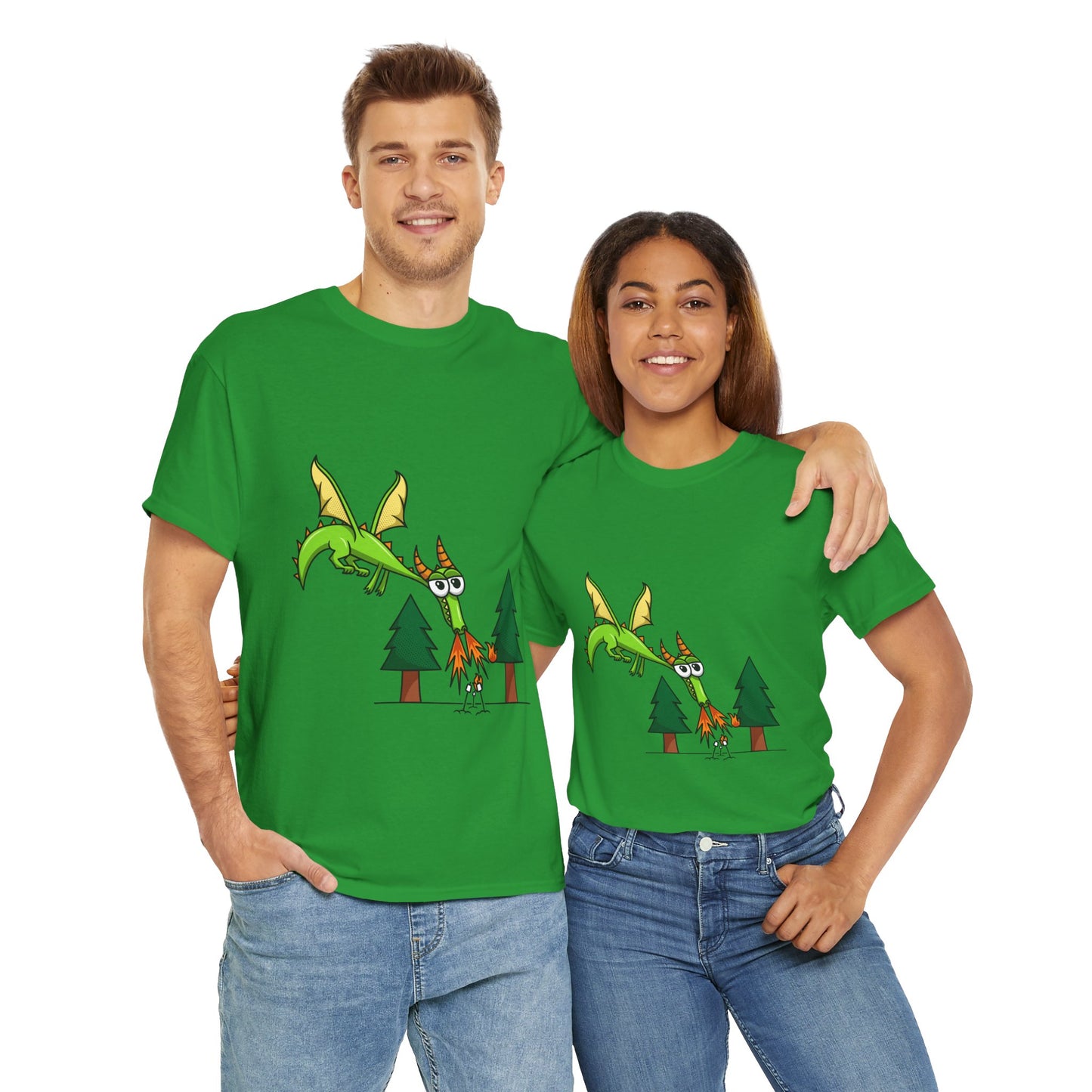 Unisex Heavy Cotton Tee (Flaming Dragon)