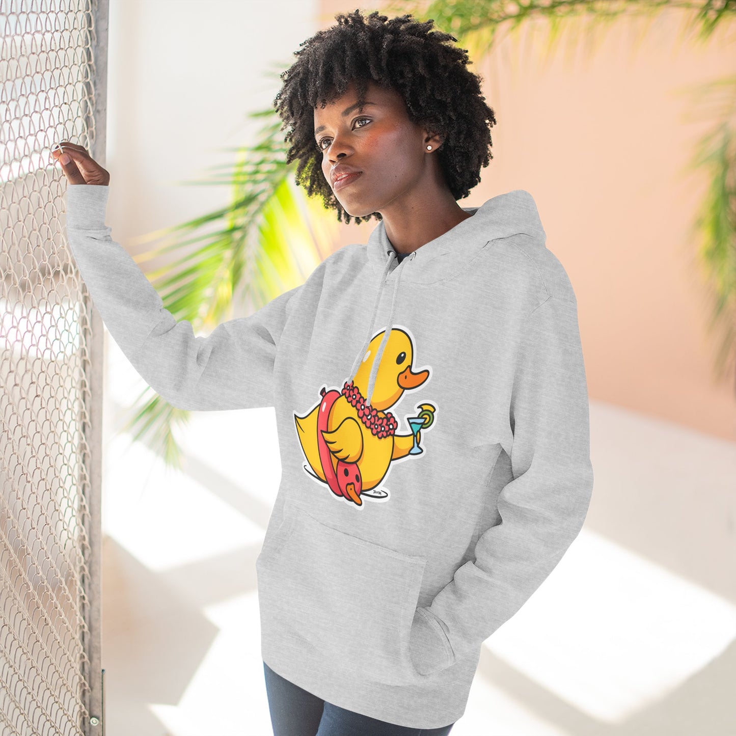 Three-Panel Fleece Hoodie (Tropical Duck)