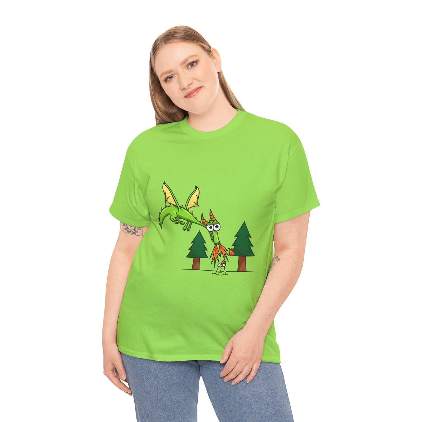 Unisex Heavy Cotton Tee (Flaming Dragon)