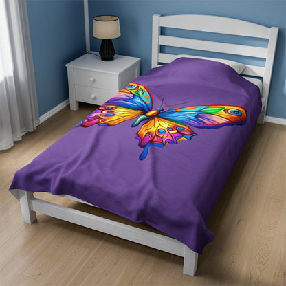 Velveteen Plush Blanket (Colorful Butterfly)