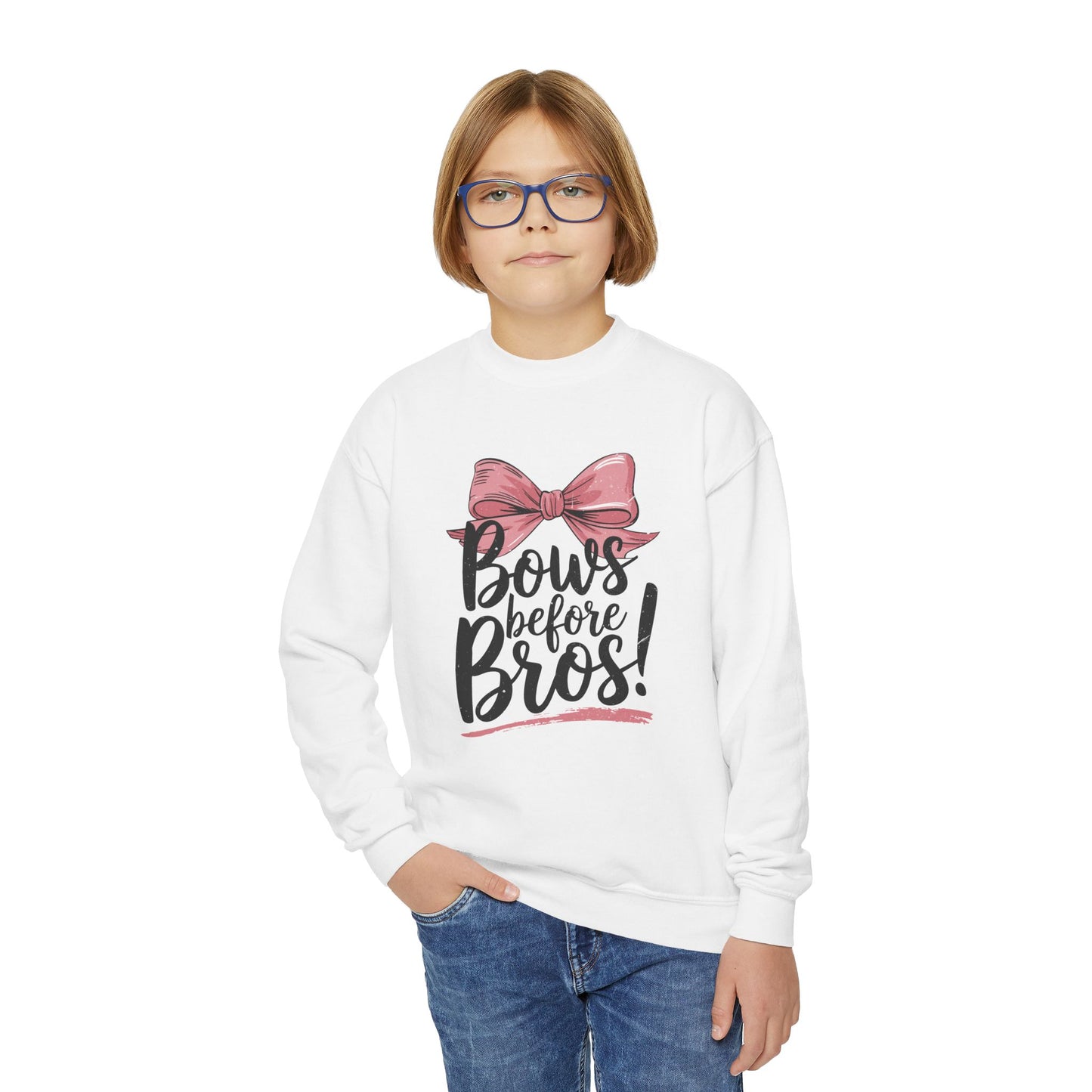 Youth Crewneck Sweatshirt (Bows before Bros)