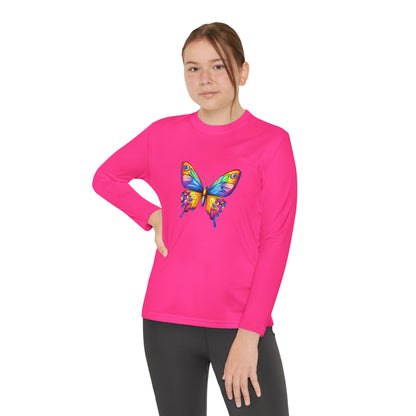 Youth Long Sleeve Competitor Tee (Colorful Butterfly)