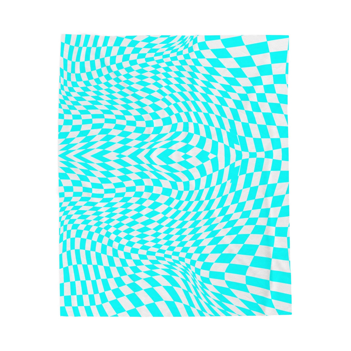 Velveteen Plush Blanket (Turquoise pixels)