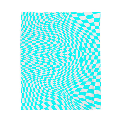 Velveteen Plush Blanket (Turquoise pixels)