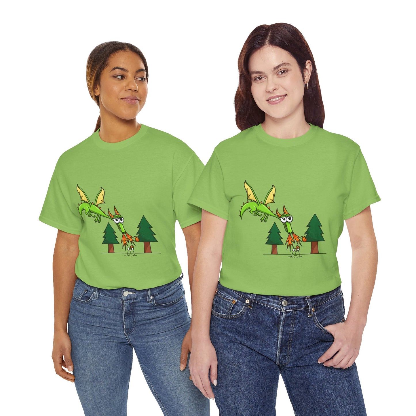 Unisex Heavy Cotton Tee (Flaming Dragon)