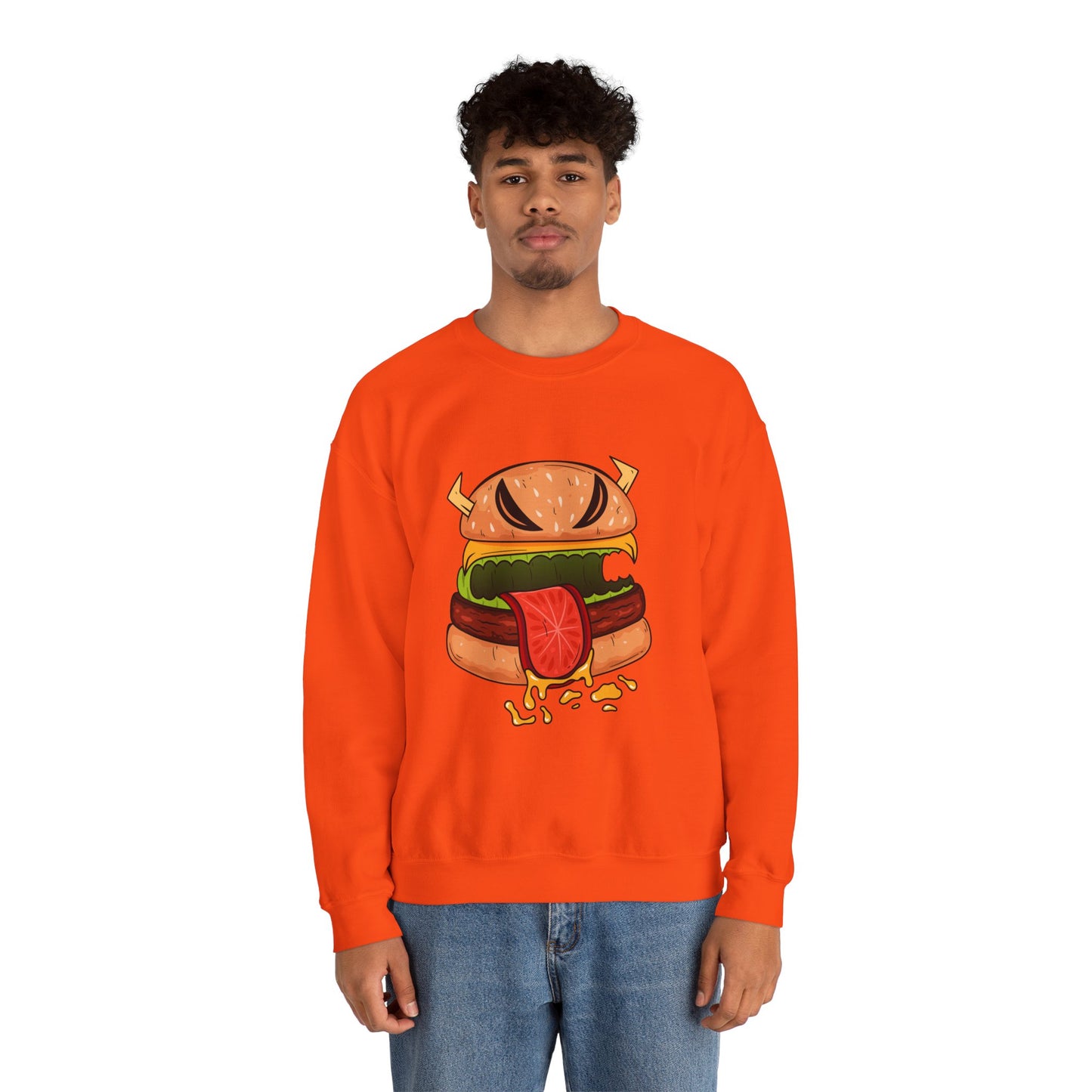 Unisex Heavy Blend™ Crewneck Sweatshirt (Cheeseburger Monster)