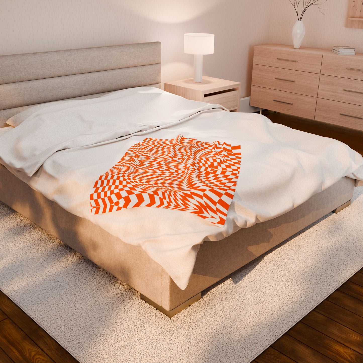 Velveteen Plush Blanket (Orange Pixels)