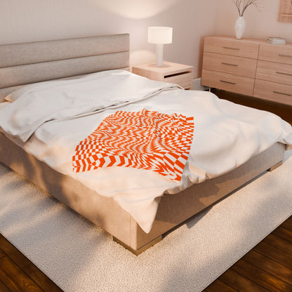 Velveteen Plush Blanket (Orange Pixels)