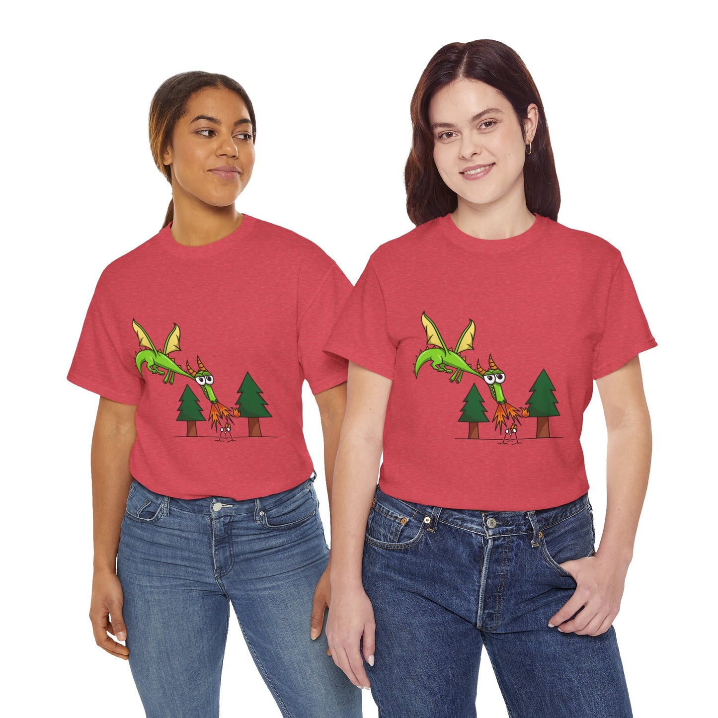 Unisex Heavy Cotton Tee (Flaming Dragon)