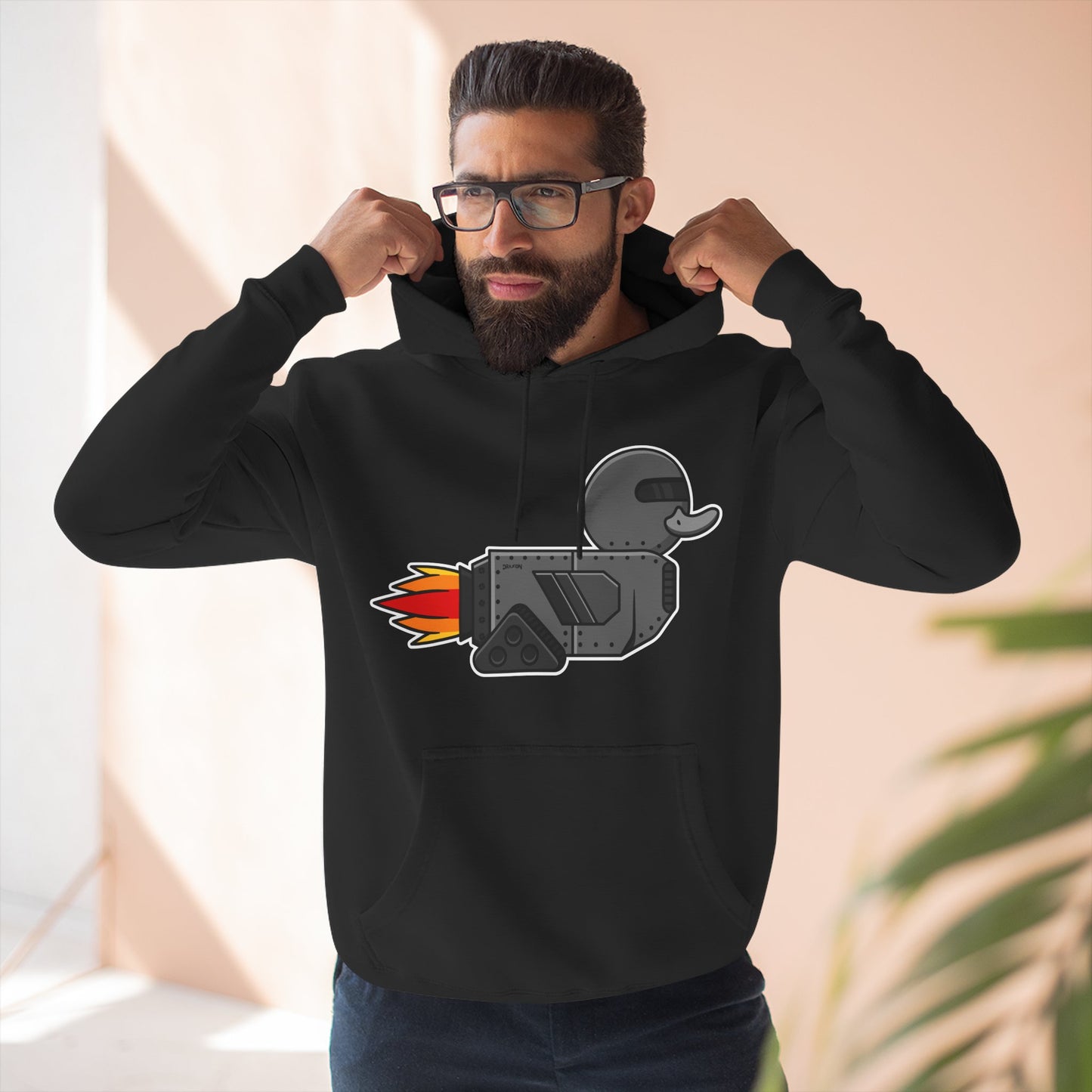 Three-Panel Fleece Hoodie (Robot Duck)
