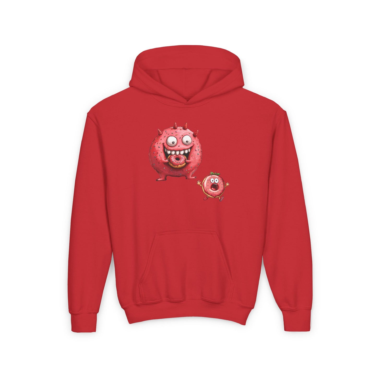 Youth Heavy Blend Hooded Sweatshirt (Donut Monster eating Donut)