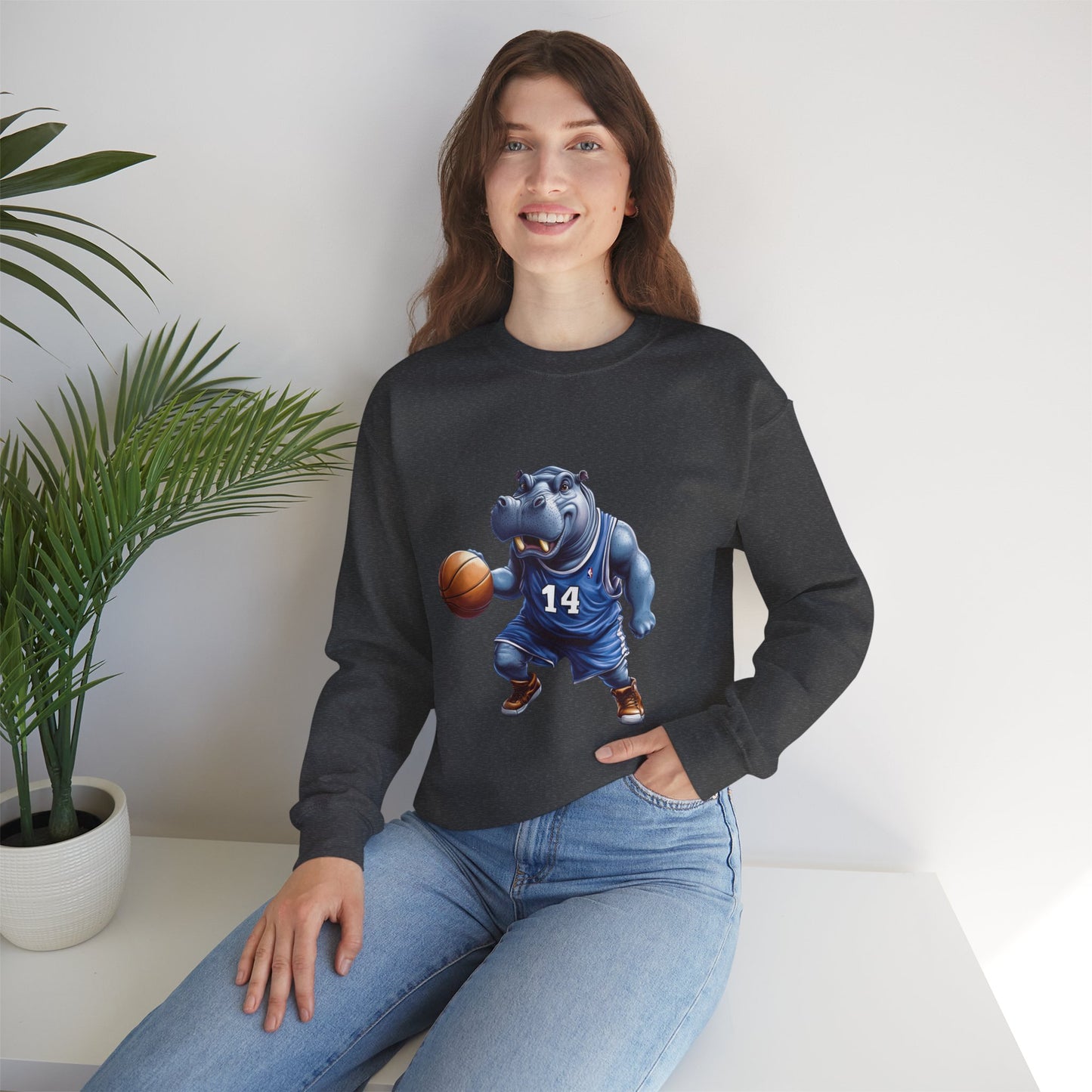 Unisex Heavy Blend™ Crewneck Sweatshirt (Hippo Baller)