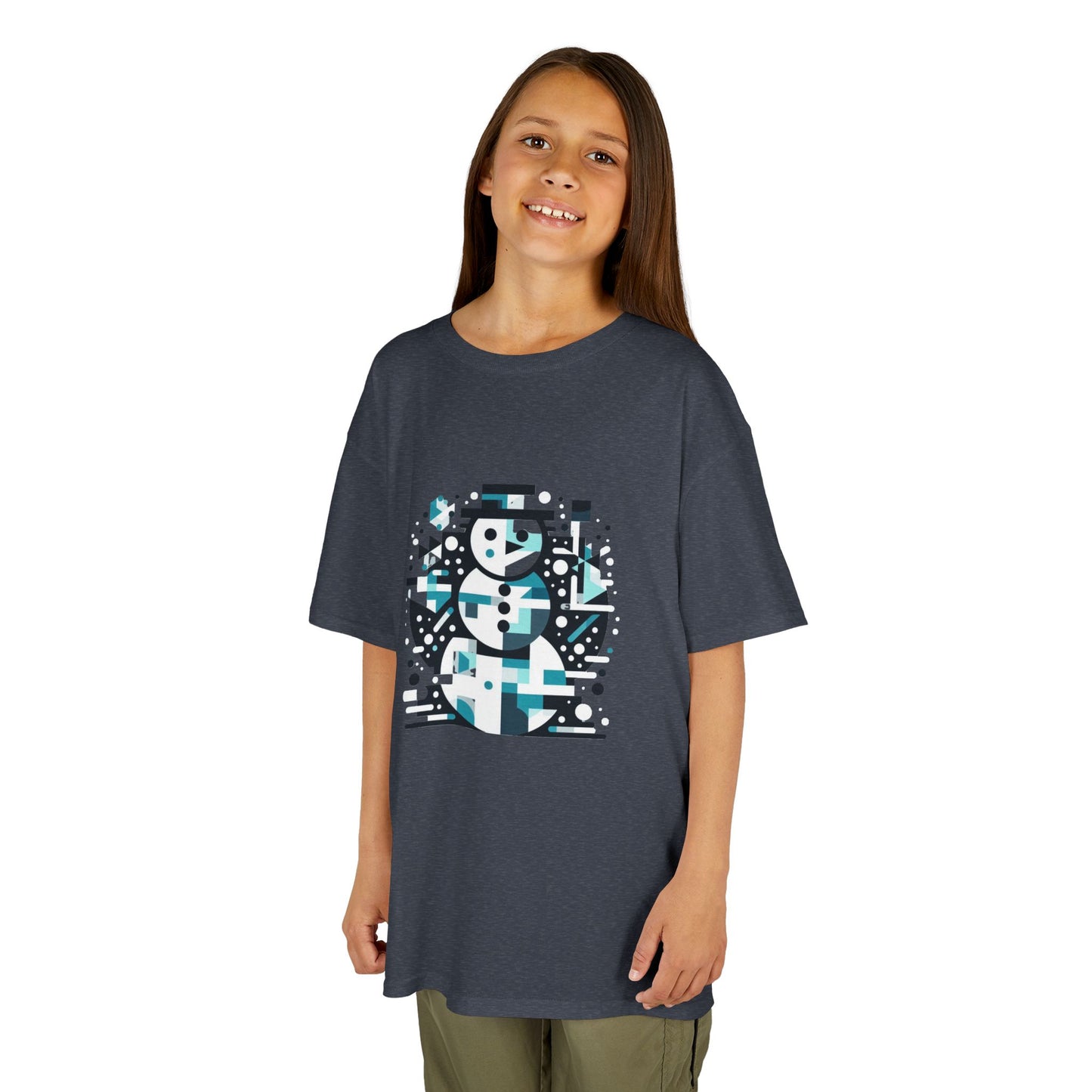 Kids Heavy Cotton T-Shirt (Abstract Snowman)