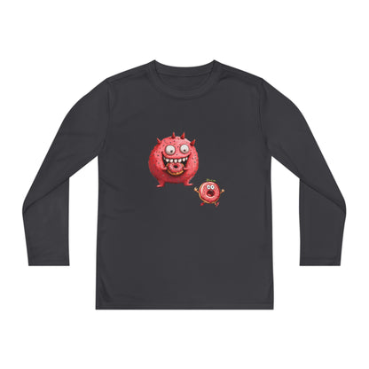 Youth Long Sleeve Competitor Tee (Donut Monster eating Donut)