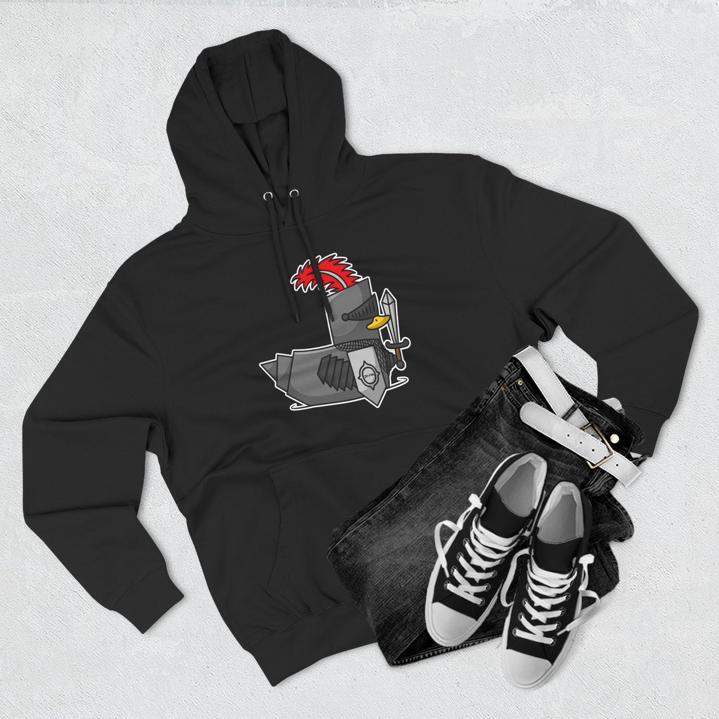 Three-Panel Fleece Hoodie (Knight Duck)